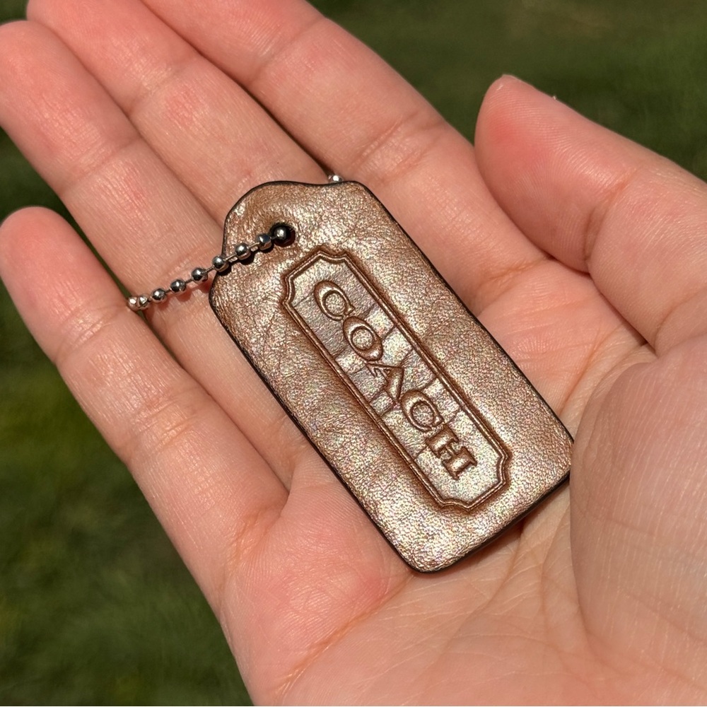 2.25" Medium Vintage Coach Leather Key Fob Bag Charm Keychain Hang Tag/Hangtag